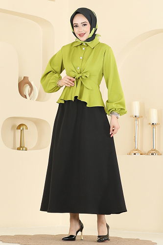 moda selvim طقم فسفوري & أسود 0845LVA1173 - Thumbnail