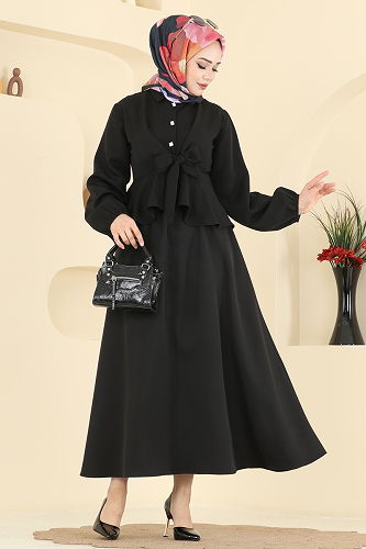 moda selvim طقم أسود 0845LVA1173 - Thumbnail