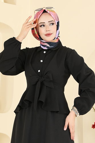 moda selvim طقم أسود 0845LVA1173 - Thumbnail