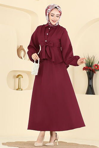 moda selvim Combined 0845LVA1173 Burgundy - Thumbnail