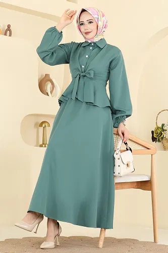 moda selvim طقم أخضر عفني 0845LVA1173 - Thumbnail