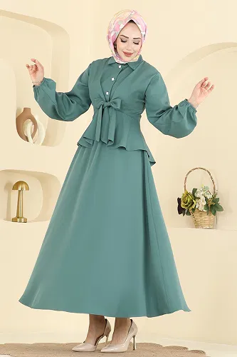 moda selvim طقم أخضر عفني 0845LVA1173 - Thumbnail