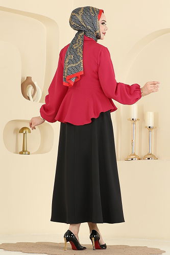 moda selvim Combined 0845LVA1173 Red & Black - Thumbnail