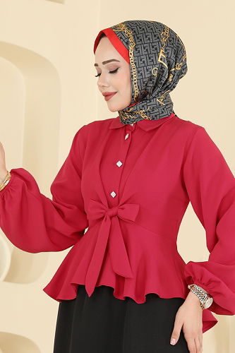 moda selvim طقم أحمر و أسود 0845LVA1173 - Thumbnail