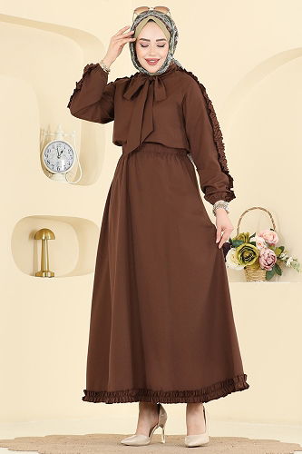 moda selvim طقم بني 0847LVA1173 - Thumbnail