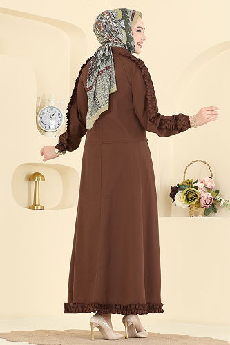 moda selvim طقم بني 0847LVA1173 - Thumbnail