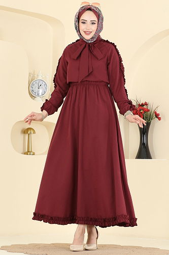 moda selvim Combined 0847LVA1173 Burgundy - Thumbnail