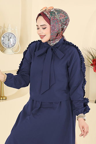 moda selvim طقم كحلي 0847LVA1173 - Thumbnail