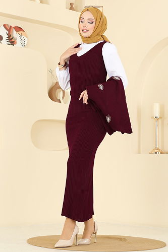 moda selvim طقم خمري 1001MT581 - Thumbnail