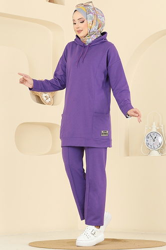 moda selvim طقم أرجواني 1002ETT926 - Thumbnail