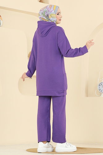 moda selvim طقم أرجواني 1002ETT926 - Thumbnail