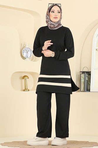 moda selvim طقم أسود 1004ETT926 - Thumbnail