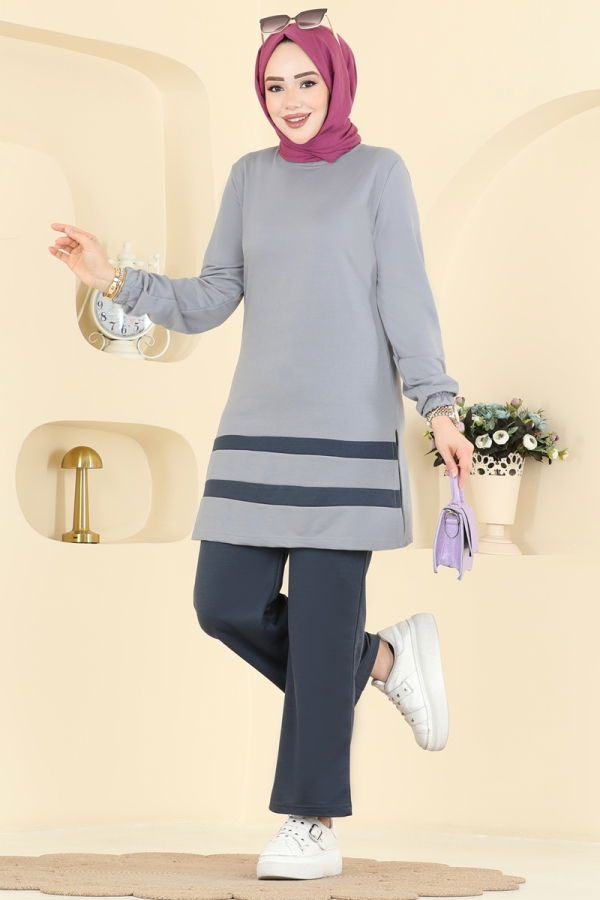 Modaselvim Hijab Combinations Combined 1004ETT926 Gray & Anthracite