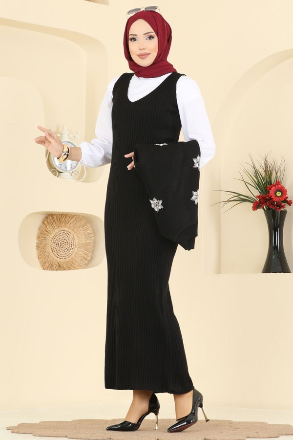 Modaselvim Hijab Combinations Combined 1009MT581 Black