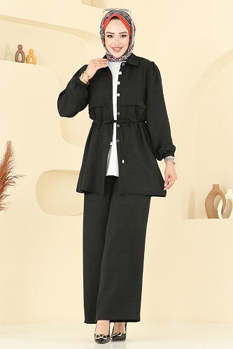 moda selvim طقم أسود 1015MP806 - Thumbnail