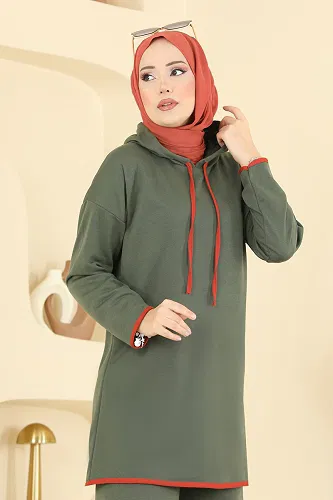 moda selvim طقم اخضر عفني 1019ETT926 - Thumbnail