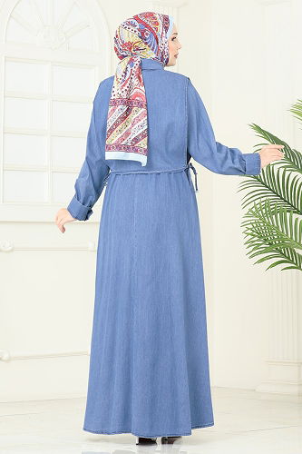 moda selvim طقم جينز فاتح 101ZNE1011 - Thumbnail