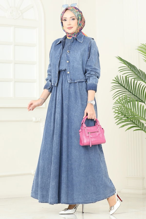 Modaselvim Hijab Combinations Combined 101ZNE1011 Washed Jeans