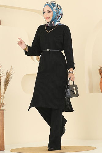 moda selvim طقم أسود 1020KLB1050 - Thumbnail