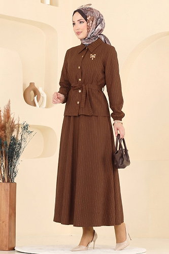 moda selvim طقم بني 102NZRK1200 - Thumbnail