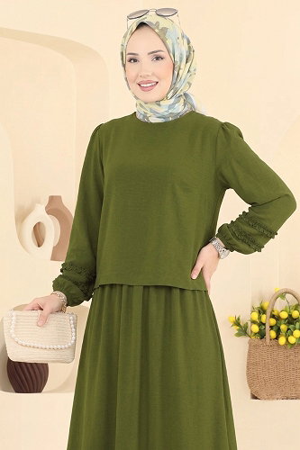 moda selvim طقم أخضر 103NZRK1200 - Thumbnail