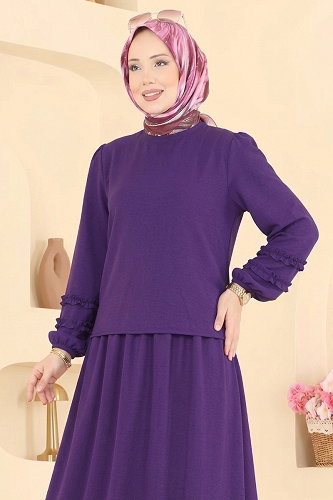 moda selvim طقم أرجواني 103NZRK1200 - Thumbnail