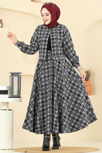 moda selvim طقم رمادي غامق 1041BRZ597 - Thumbnail