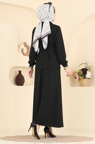 moda selvim طقم أسود 104NZRK1200 - Thumbnail