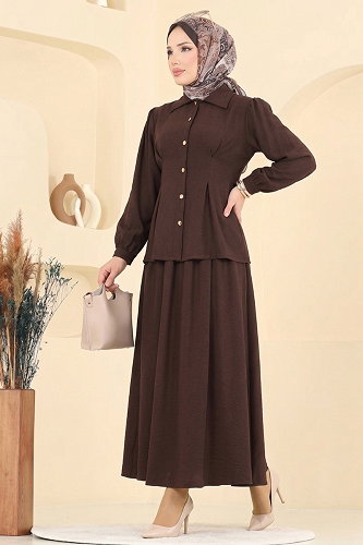 moda selvim طقم بني 104NZRK1200 - Thumbnail
