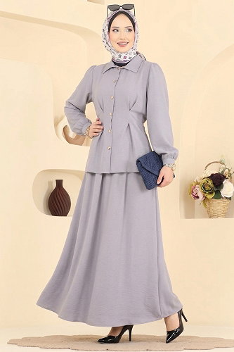 moda selvim طقم رمادي 104NZRK1200 - Thumbnail