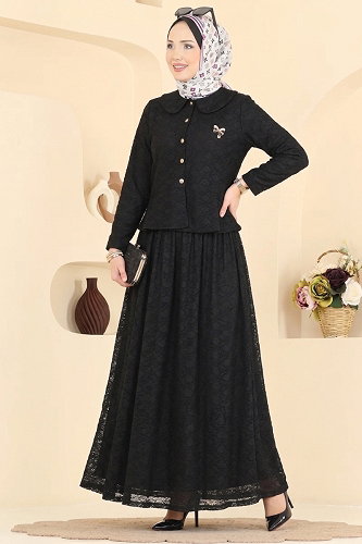 moda selvim طقم أسود 106NZRK1200 - Thumbnail