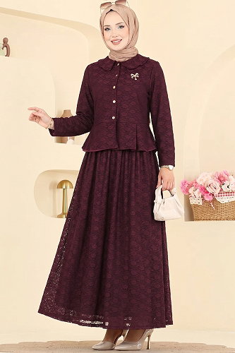 moda selvim طقم خمري 106NZRK1200 - Thumbnail