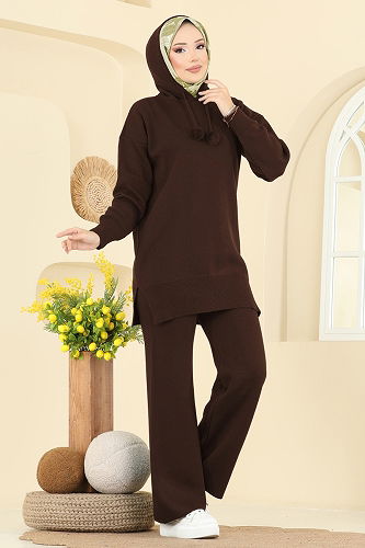 moda selvim طقم بني 1079BRZ597 - Thumbnail