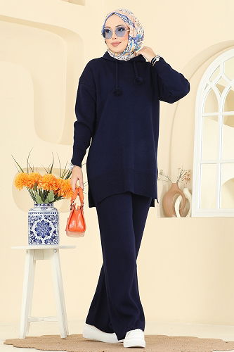 moda selvim طقم كحلي 1079BRZ597 - Thumbnail