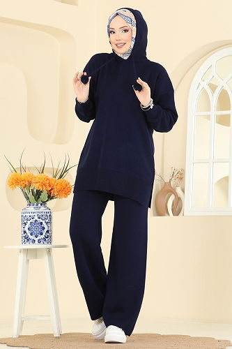 moda selvim طقم كحلي 1079BRZ597 - Thumbnail