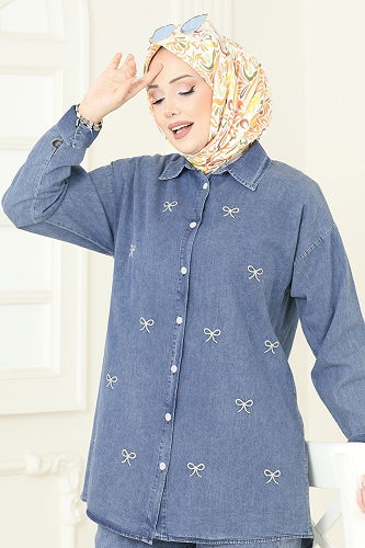 moda selvim طقم جينز فاتح 107ZNE1011 - Thumbnail