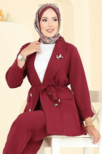 moda selvim طقم خمري 1090MP930-M - Thumbnail