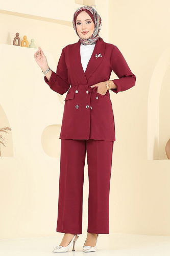 moda selvim طقم خمري 1090MP930-M - Thumbnail