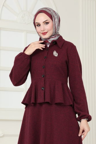 moda selvim Combined 1094BRZ597 Burgundy - Thumbnail