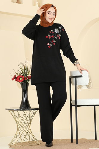 moda selvim طقم أسود 1101MT581 - Thumbnail