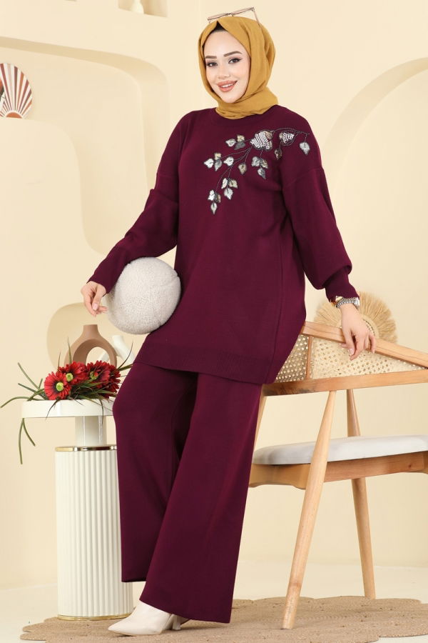 Modaselvim Hijab Combinations Combined 1101MT581 Burgundy