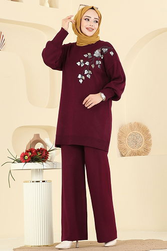 moda selvim طقم خمري 1101MT581 - Thumbnail