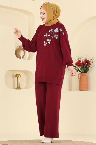 moda selvim طقم خمري 1101MT581 - Thumbnail