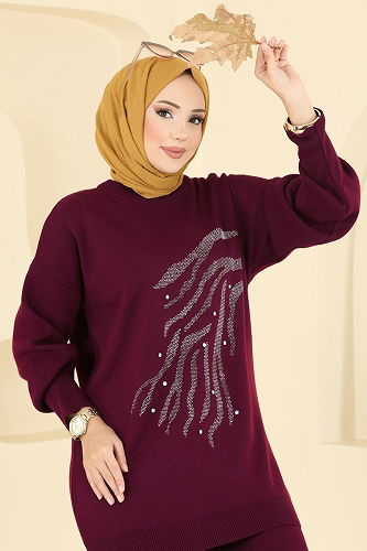 moda selvim طقم خمري 1106MT581 - Thumbnail