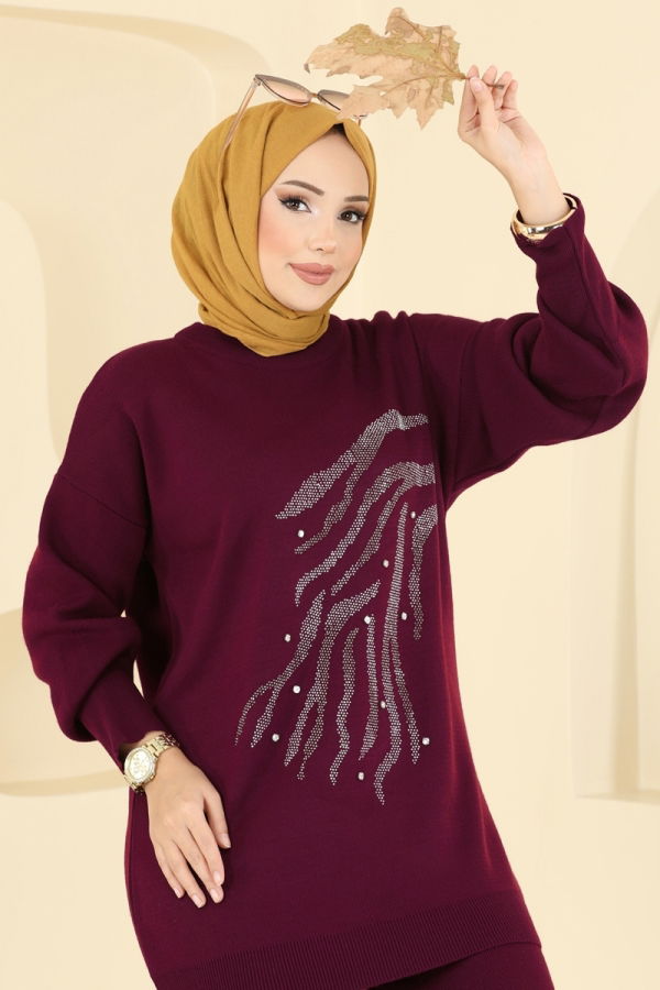 Modaselvim الاطقم طقم خمري 1106MT581