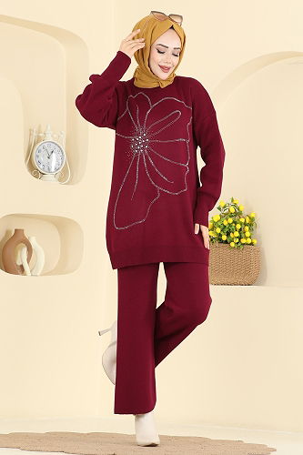 moda selvim طقم خمري 1108MT581 - Thumbnail