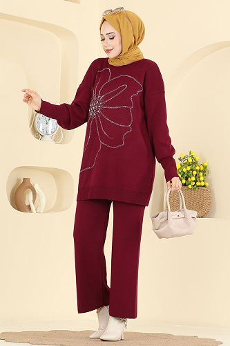 moda selvim طقم خمري 1108MT581 - Thumbnail