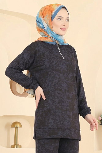 moda selvim طقم رمادي غامق 110NZRK1200 - Thumbnail