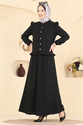 moda selvim طقم أسود 113NZRK1200 - Thumbnail