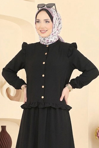 moda selvim طقم أسود 113NZRK1200 - Thumbnail